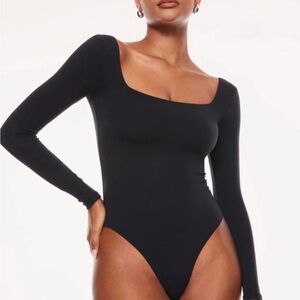 Black Square Neck Bodysuit